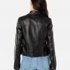 Alexa Black Leather Trucker Jacket - Image 2