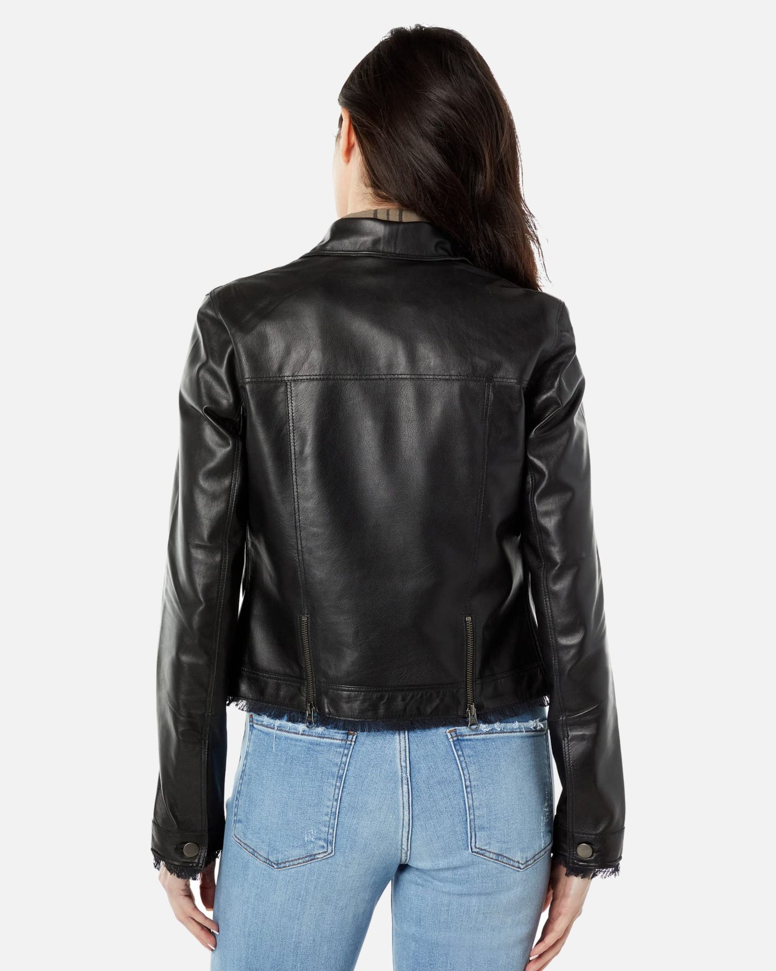 Alternative view of Alexa Black Leather Trucker Jacket