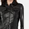Alexa Black Leather Trucker Jacket - Image 3