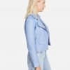 Ashlive Women Light Blue Leather Biker Jacket - Image 3