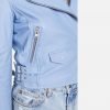 Ashlive Women Light Blue Leather Biker Jacket - Image 4