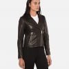 Badly Women Biker Leather Jacket - Image 4