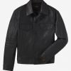 Mens Black Leather Truker Jacket - Image 4