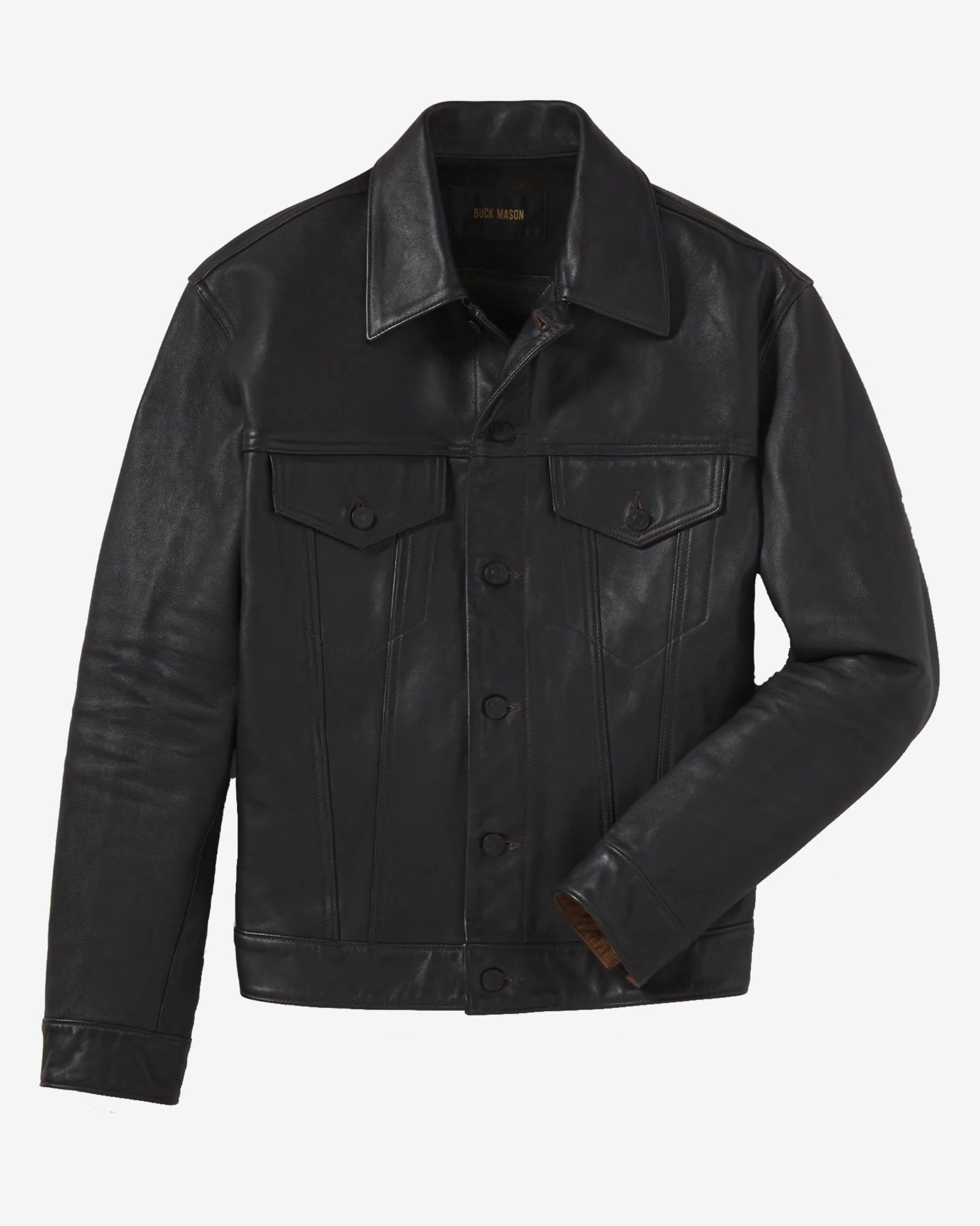 Mens Black Leather Truker Jacket - Image 4