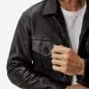 Mens Black Leather Truker Jacket - Image 5