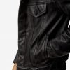 Mens Black Leather Truker Jacket - Image 7