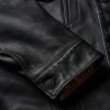 Mens Black Leather Truker Jacket - Image 8