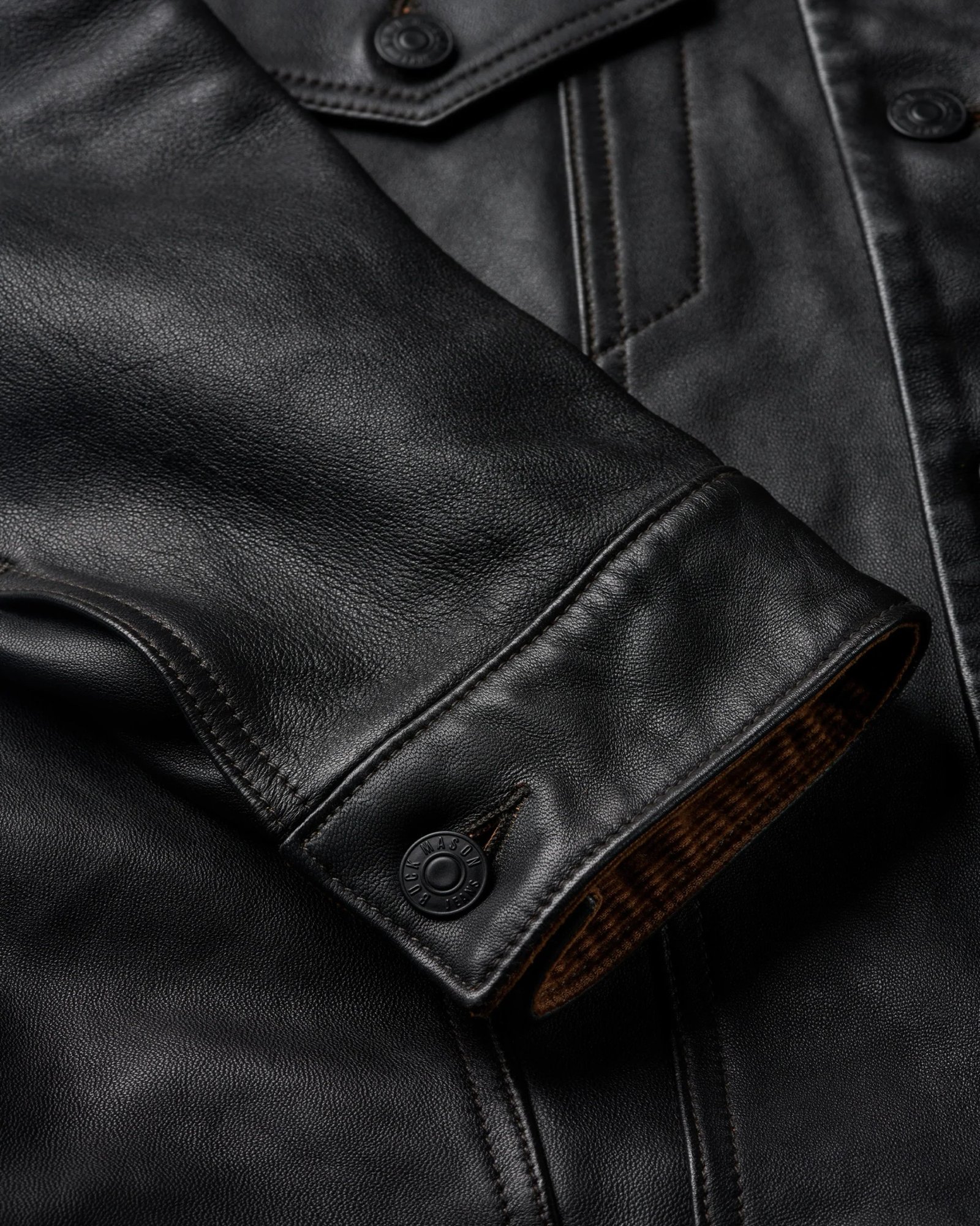 Mens Black Leather Truker Jacket - Image 8
