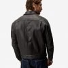 Mens Black Leather Truker Jacket - Image 3