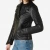 Brandy Black Quilted Biker Leather Jacket - Image 4
