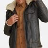Brett Men Shearling Hooded Collar Leather Jacket - Image 4