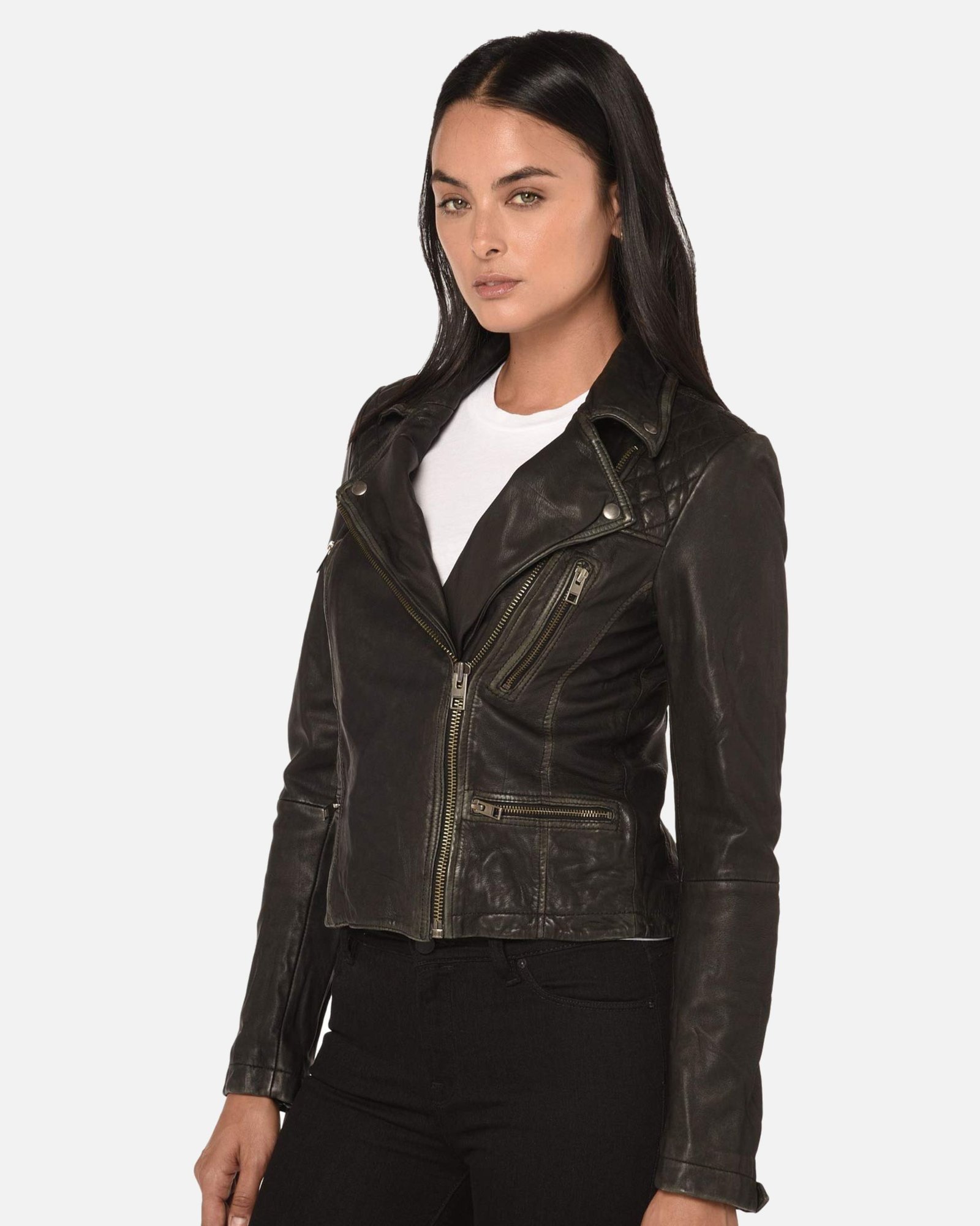 Alternative view of Cargo Black Moto Leather Jacket