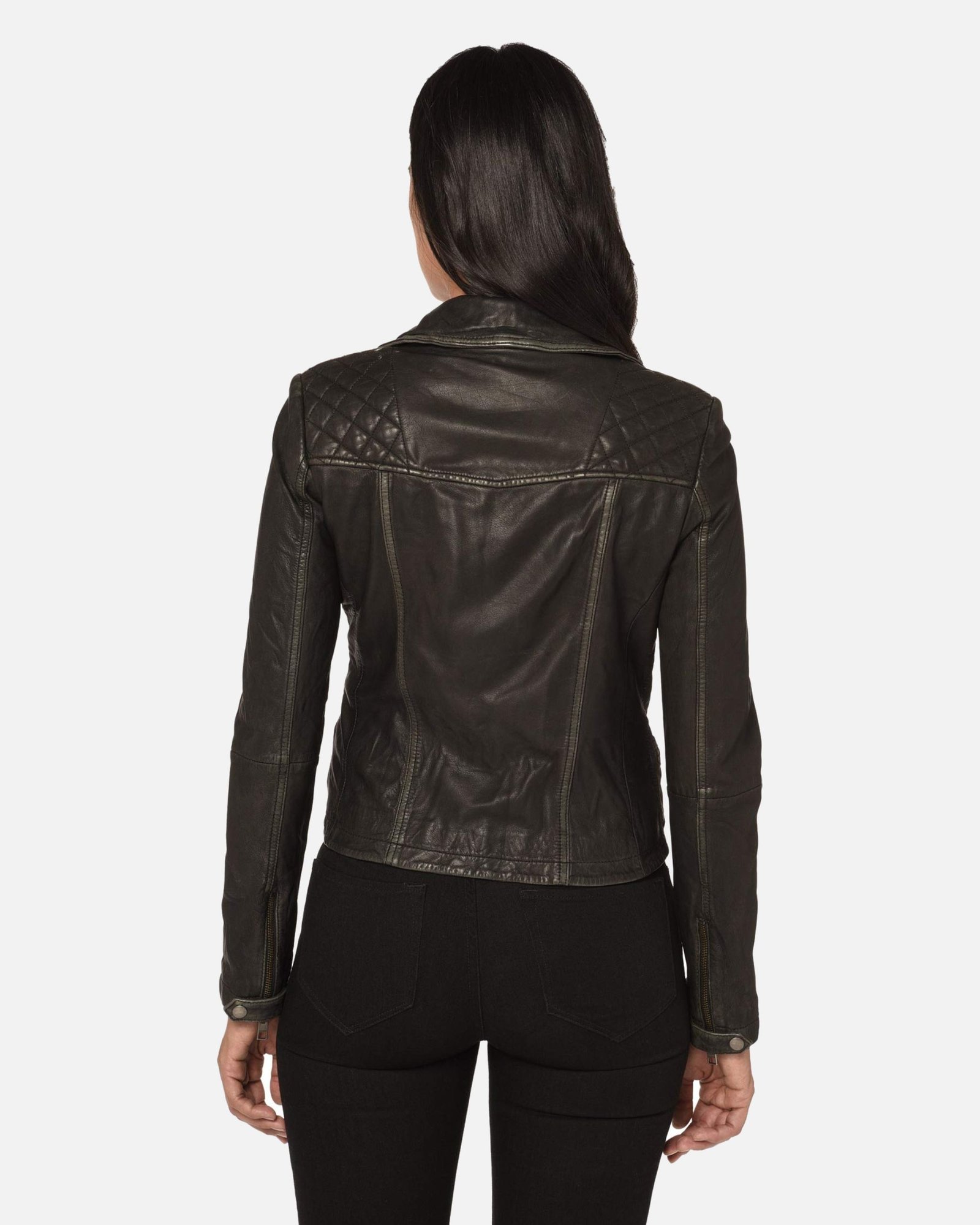 Cargo Black Moto Leather Jacket - Image 3