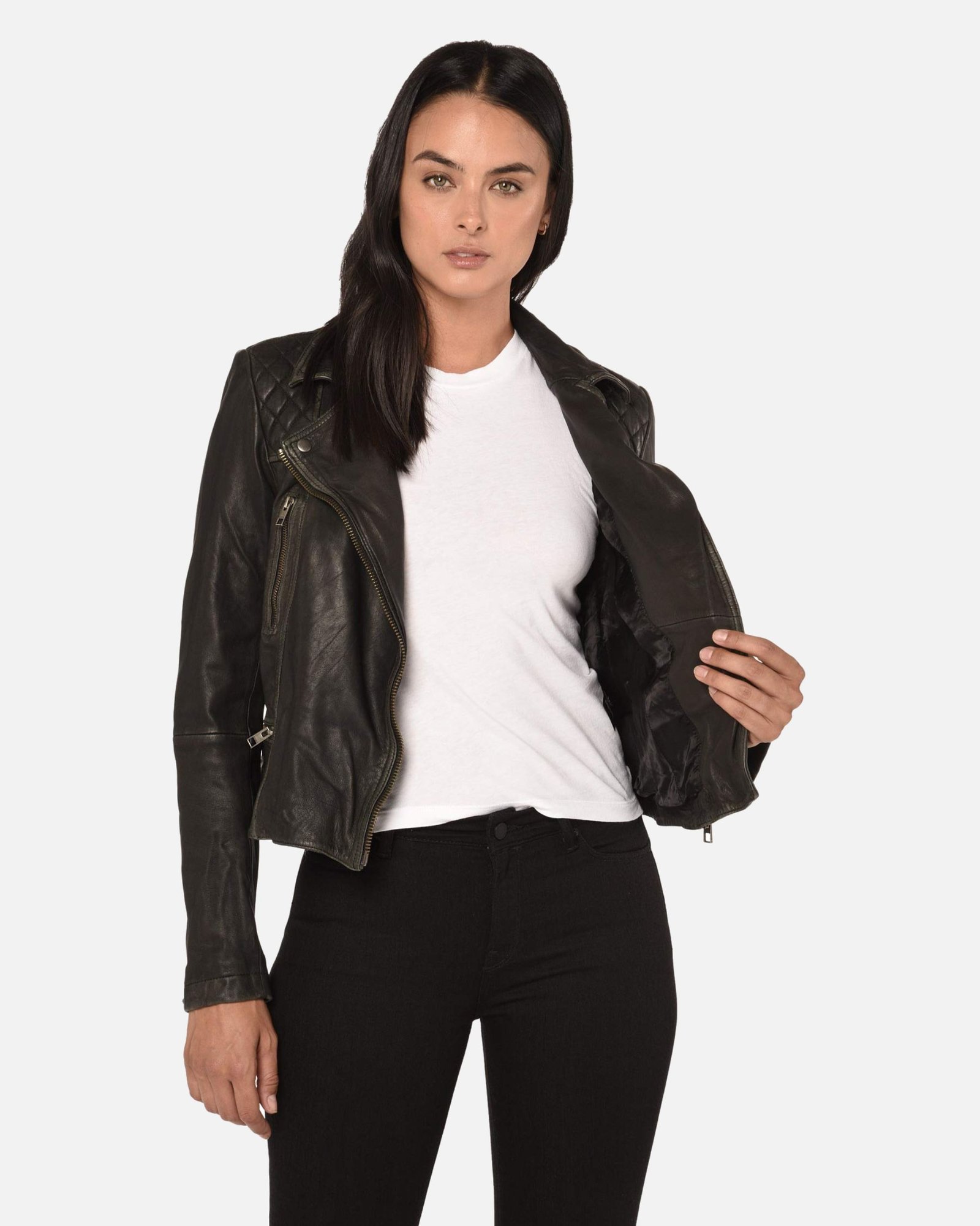 Cargo Black Moto Leather Jacket - Image 4