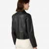 Denise Women Black Trucker Leather Jacket - Image 3