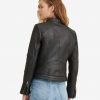 Emma Black Cafe Racer Leather Jacket - Image 3