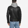 Eric Black Hooded Leather Jacket - Image 3