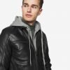 Eric Black Hooded Leather Jacket - Image 5