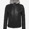 Eric Black Hooded Leather Jacket - Image 7