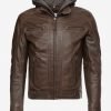 Eric Brown Hooded Leather Jacket - Image 7