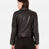 Estela Black Biker Leather Jacket - Image 3