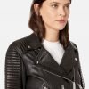 Estela Black Biker Leather Jacket - Image 4