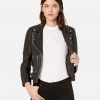 Estela Black Biker Leather Jacket - Image 5