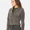 Eva Suede French Grey Moto Leather Jacket - Image 2