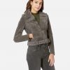 Eva Suede French Grey Moto Leather Jacket - Image 4