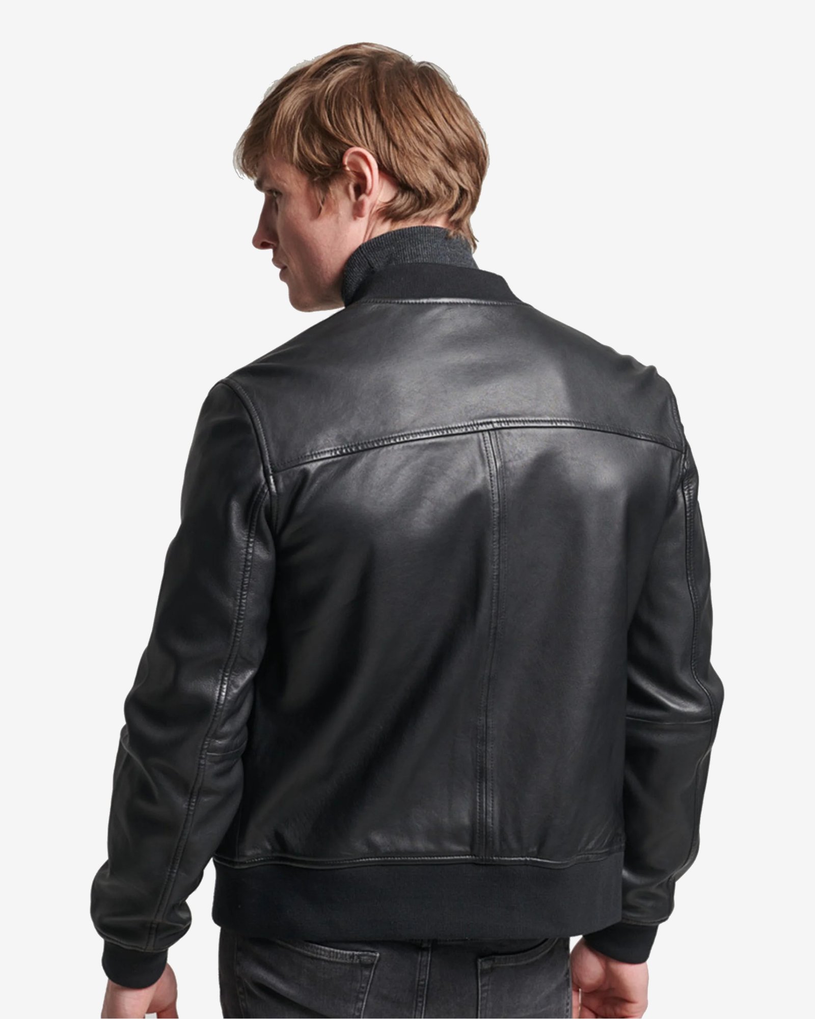 Alternative view of Flight Black Bomber Leather Jacket