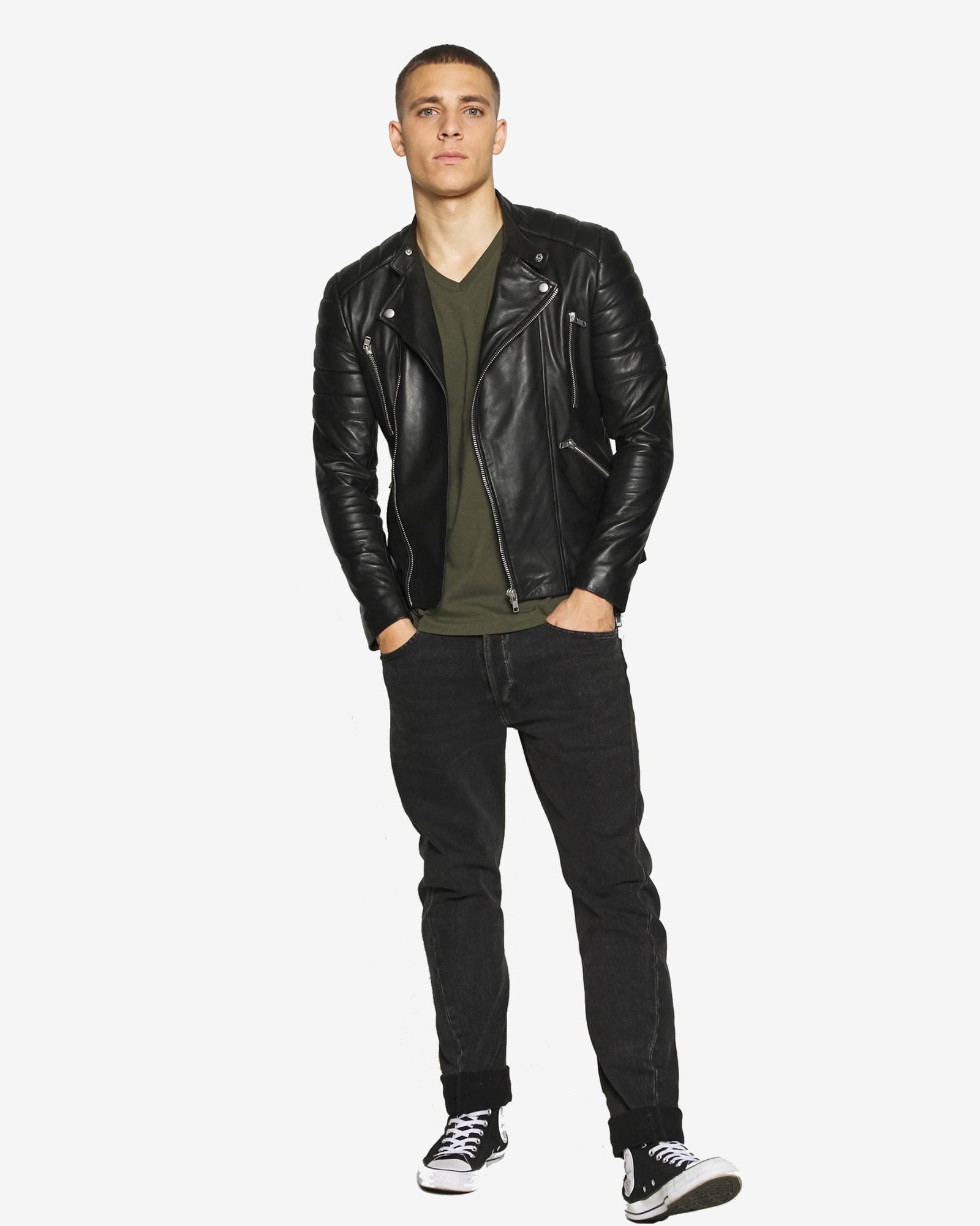 Alternative view of Gladiator Black Biker Leather Jacket