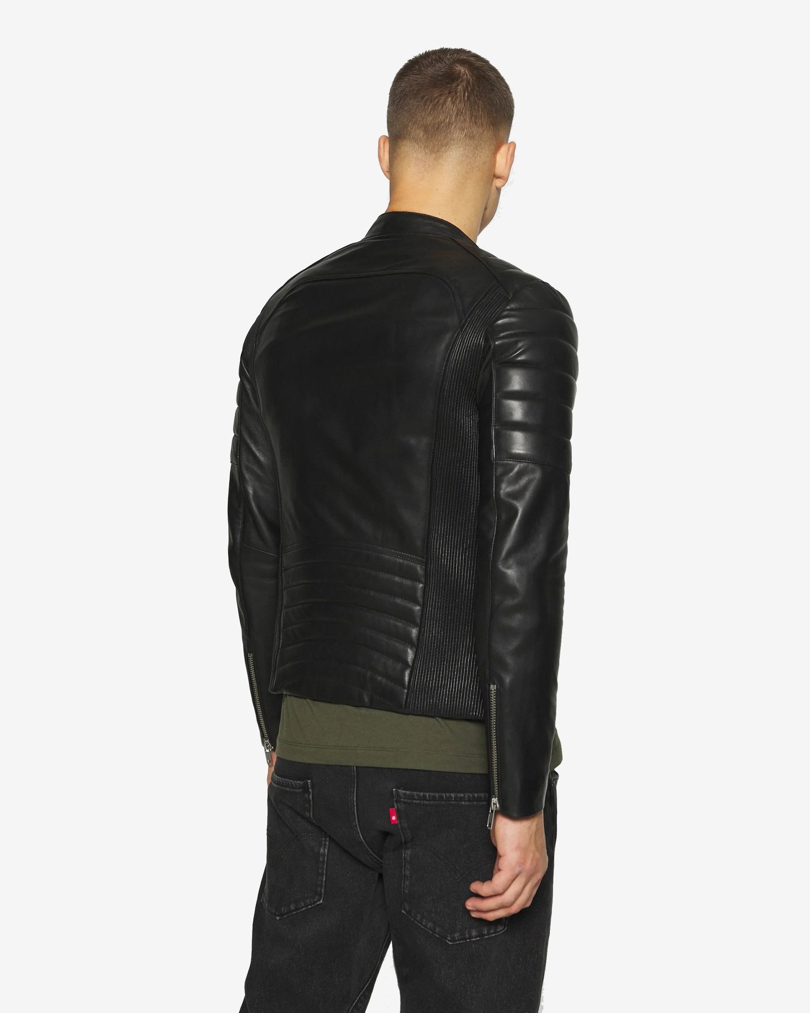 Gladiator Black Biker Leather Jacket - Image 3