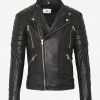Gladiator Black Biker Leather Jacket - Image 5