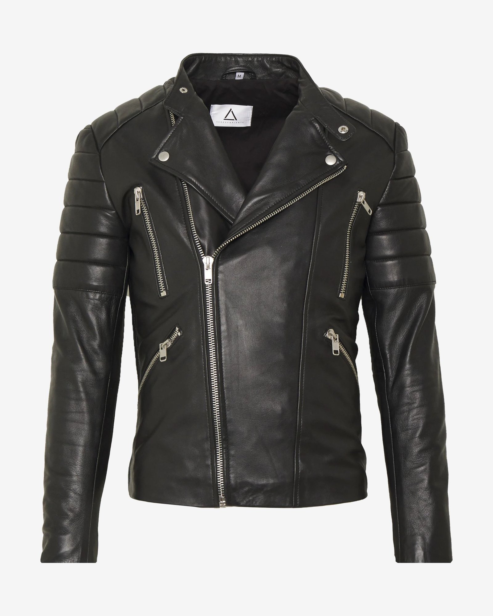 Gladiator Black Biker Leather Jacket - Image 5