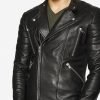 Gladiator Black Biker Leather Jacket - Image 6