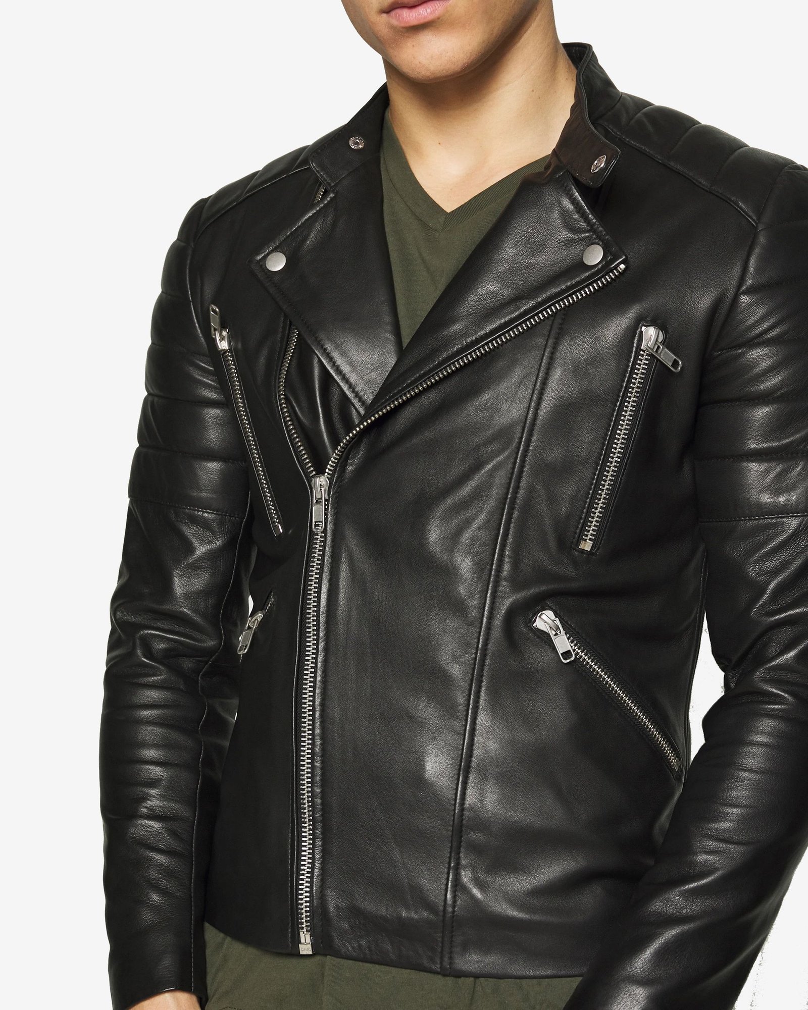 Gladiator Black Biker Leather Jacket - Image 6