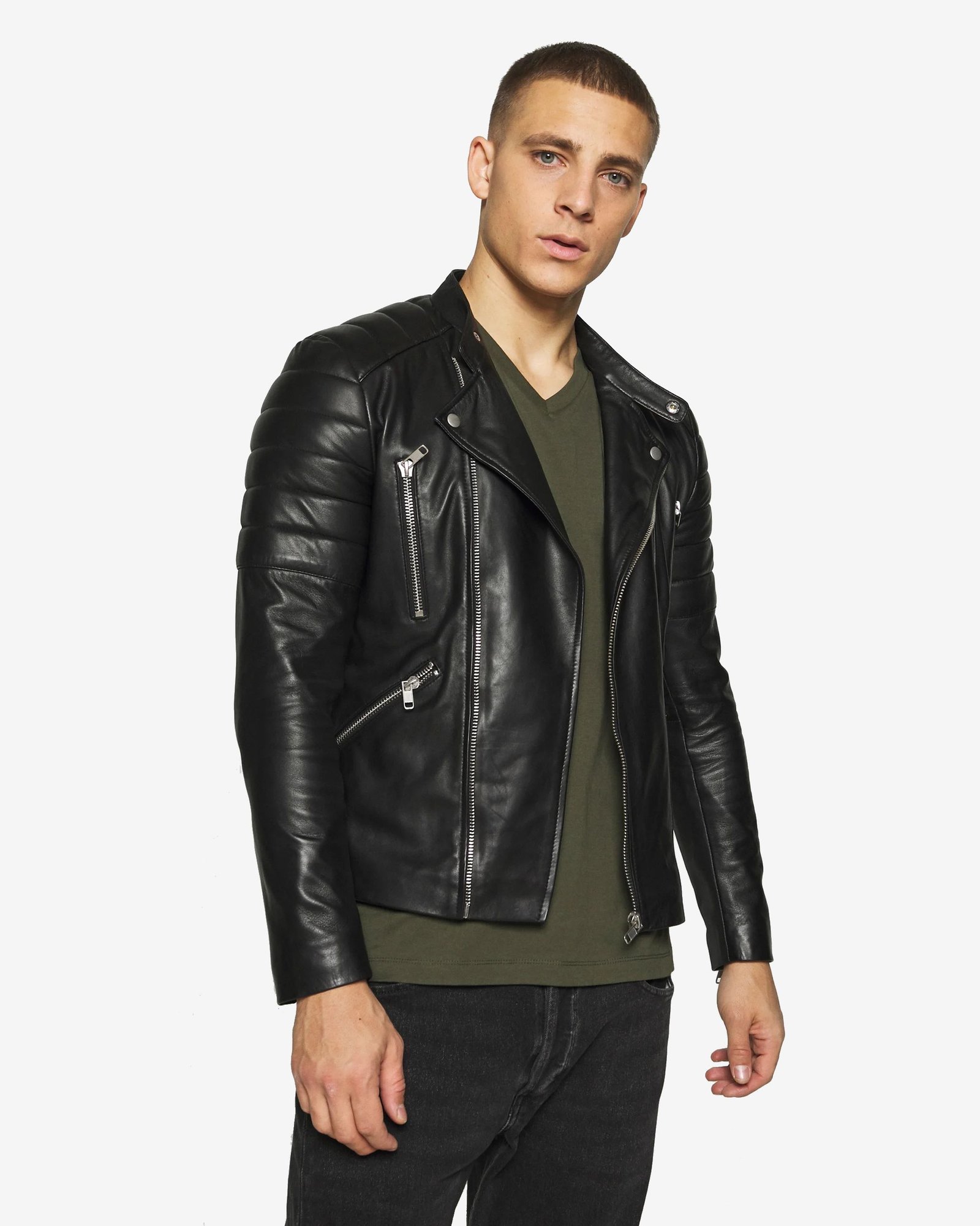 Gladiator Black Biker Leather Jacket
