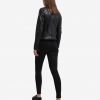 Halle Black Leather Cafe Racer Jacket - Image 3