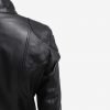 Halle Black Leather Cafe Racer Jacket - Image 6