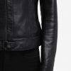 Halle Black Leather Cafe Racer Jacket - Image 7