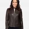 Halle Women Black Leather Racer Jacket - Image 5