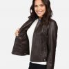 Halle Women Black Leather Racer Jacket - Image 6