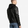 Hamp Black Hooded Leather Jacket - Image 3