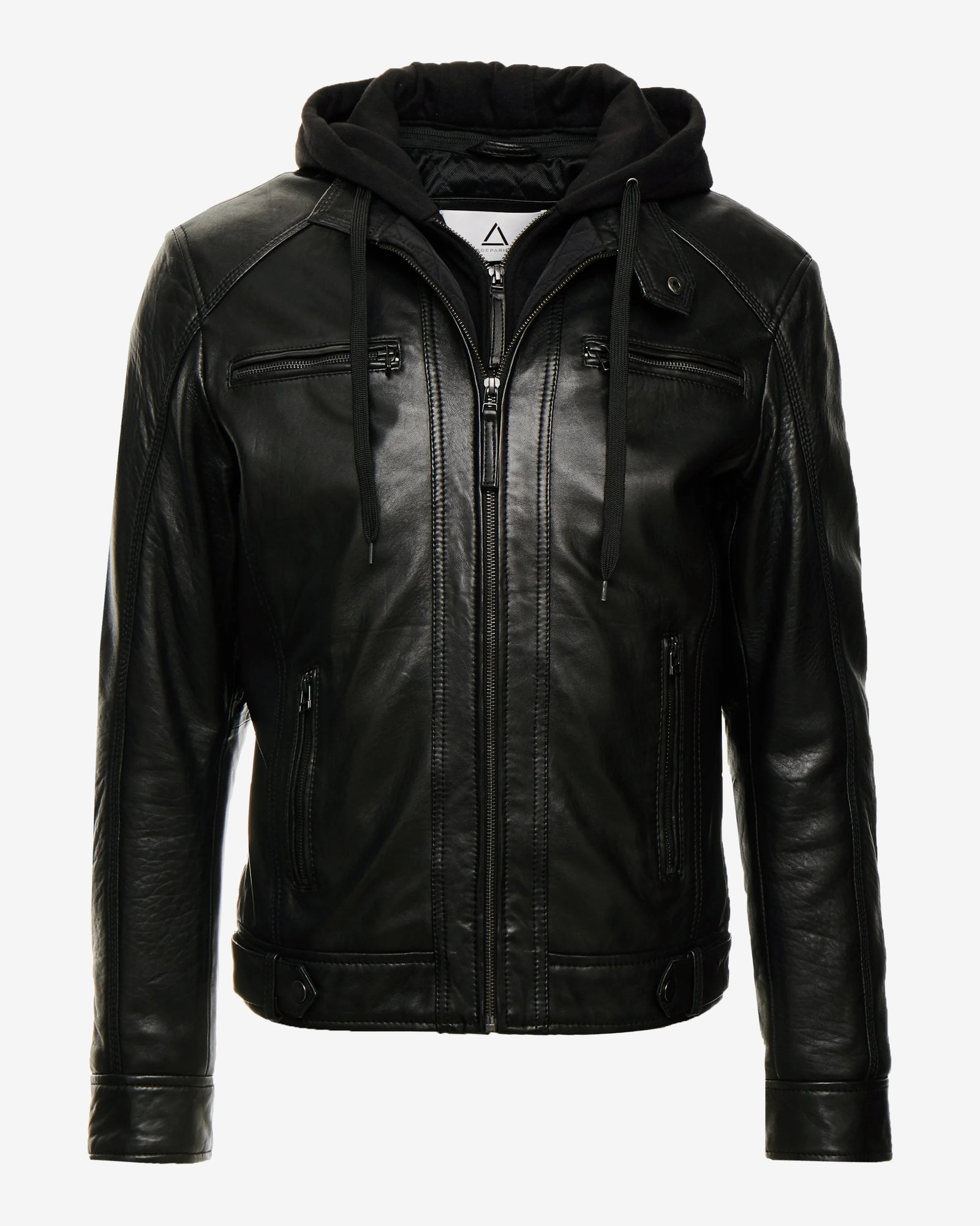 Hamp Black Hooded Leather Jacket - Image 4