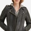 Holly Biker Quilted Shoulder Leather Jacket - Image 3
