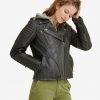Holly Biker Quilted Shoulder Leather Jacket - Image 2