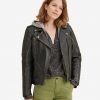 Holly Biker Quilted Shoulder Leather Jacket