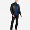 Hung Mens Black Bomber Leather Jacket - Image 2