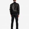 Hung Mens Black Bomber Leather Jacket - Image 3