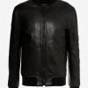 Hung Mens Black Bomber Leather Jacket - Image 6